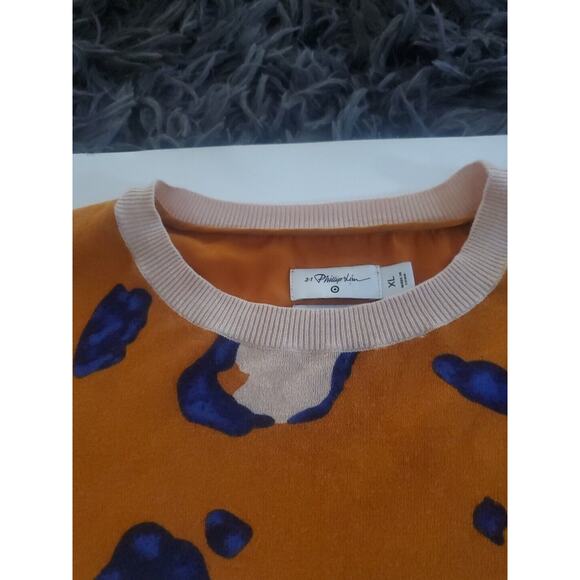 Phillip Lim w/Target XL Rust Blue Animal Print Long Sleeve Art To Wear Top - Picture 3 of 8